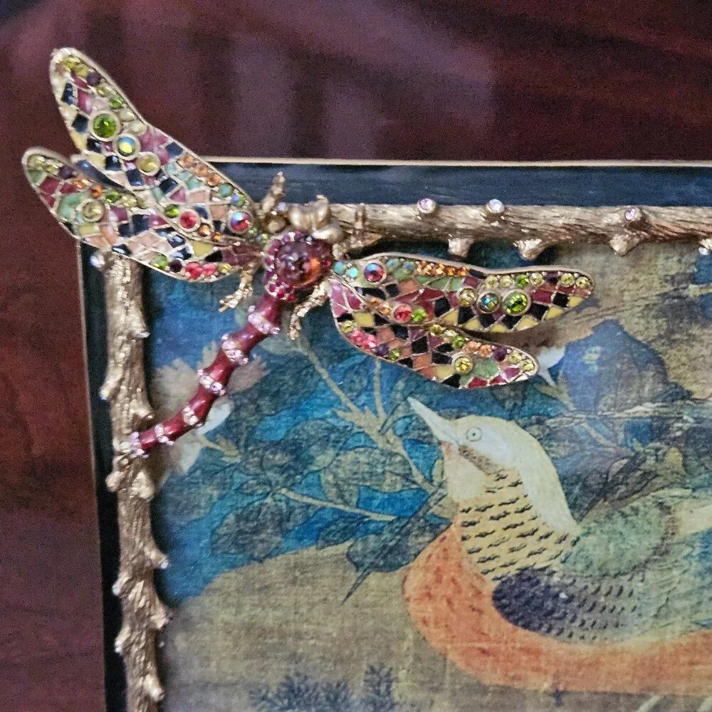 RARE JAY STRONGWATER CASSANDRA DRAGONFLY FLORA & FAUNA ENAMEL CRYSTAL FRAME